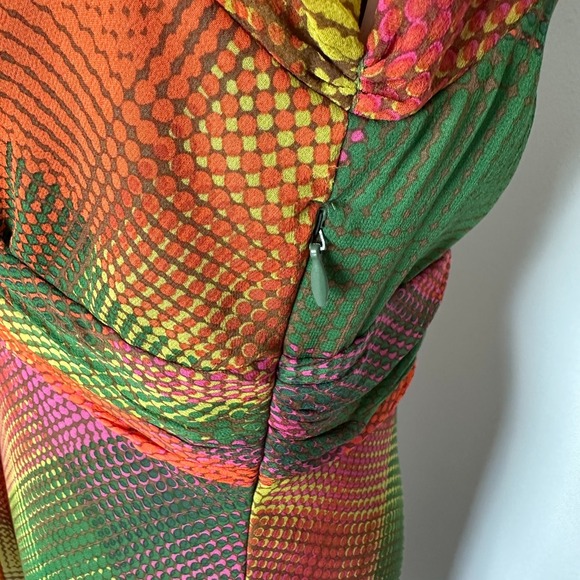 BcbgMaxazaria Silk Knee Length Dress Neck Tie Diamond - Picture 6 of 16